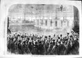 Original Old Antique Print 1863 Great Anti-Slavery Demonstration Exeter Hall