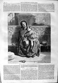 Old Antique Print 1863 Mother Little Boy Sleeping Church Sermon Roberts 19th