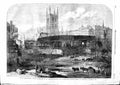 Old Antique Print 1863 London Thomas'S Hospital Charing Railway Southwark 19th