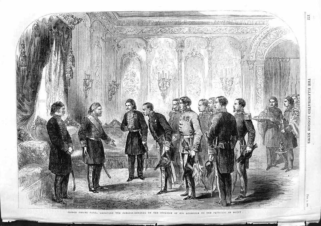 Old Antique Print 1863 Prince Ismael Pacha Consuls-General Pachalic Egypt 19th