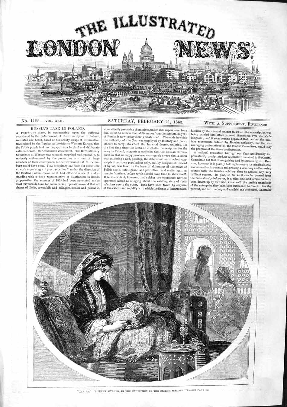 Original Old Antique Print 1863 View Xarifa Beautiful Lady Frank Wyburd 19th
