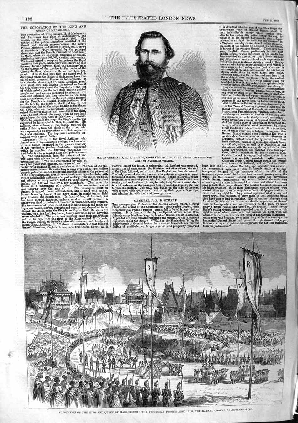 Original Old Antique Print 1863 Coronation King Madagascar Andohalo Kabary 19th