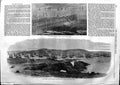 Original Old Antique Print 1863 Chincha Guano Islands War Ships Manguera Hotel
