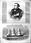 Antique Old Print *3792 1863 John Pender Totnes Indian Clipper Ship Seaforth