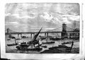 Original Old Antique Print 1863 Progress Charing Cross Railway Bridge Boats