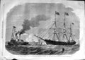 Original Old Antique Print 1863 George Griswald Resolute River Mersey Rock Fort