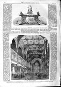 Original Old Antique Print 1863 Garrison Chapel Woolwich GCasket Fishmongers