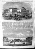 Original Old Antique Print 1863 Palace Christiansborg Copenhagen Amalienborg