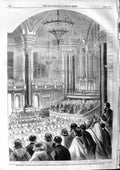 Original Old Antique Print 1863 Soiree Liverpool Co-Operative St. George'S Hall