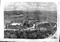 Original Old Antique Print 1863 Birdseye View Windsor Castle London Queen 19th