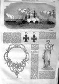 Original Old Antique Print 1863 Hebe Victoria Albert Ship Resistance Defence
