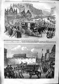 Original Old Antique Print 1863 Royal Wedding Bridal Procession George'S Chapel