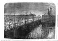 Original Old Antique Print 1863 London Bridge Illuminated Edinburgh Calton 10Th