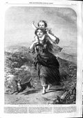 Original Old Antique Print 1863 Art-Union London Young Girls Countryside Dog