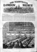 Original Old Antique Print 1863 Banquet Lord Palmerston Music Hall Edinburgh