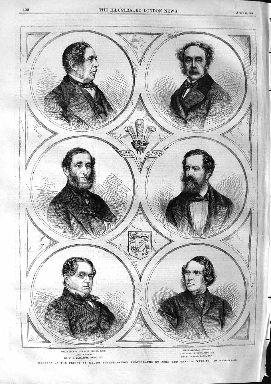 Old Antique Print 1863 Prince Wales Council Phipps Portman Dunbar Knollys 19th
