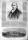 Original Old Antique Print 1863 Portrait Sir Tatton Sykes Naval Hospital Malta
