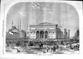 Original Old Antique Print 1863 Ottoman Exhibtion Building Constantinople 19th