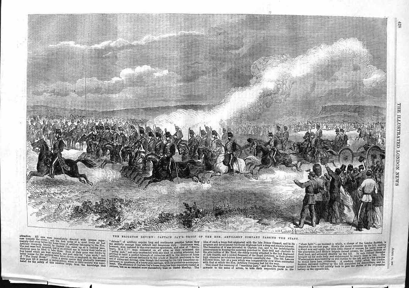 Old Antique Print 1863 Brighton Review Captain Jay Artillery Company War 19th
