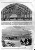 Original Old Antique Print 1863 Victoria Skating Rink Montreal Lake Ontario 19th