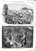 Original Old Antique Print 1863 Funeral Melbourne Burke Wills Insurgents Poland