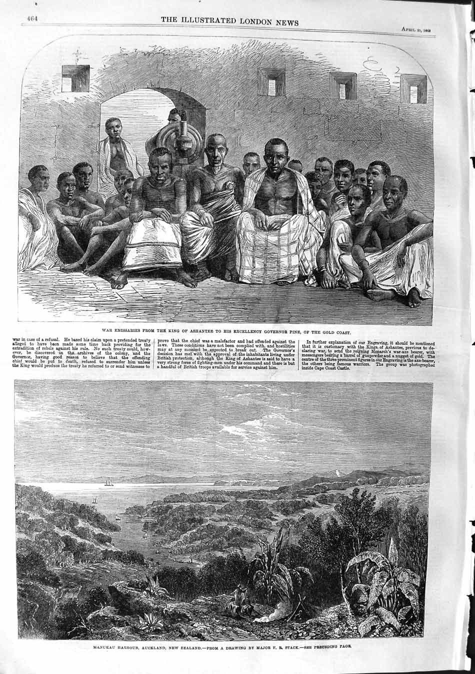 Original Old Antique Print 1863 War Emissaries King Ashantee GCoast Victorian