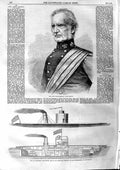 Old Antique Print 1863 Field Marshal Lord Seaton Gun-Boat Weehawken Ship 19th