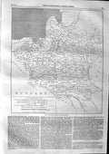 Original Old Antique Print 1863 Map Poland Partitions Prussia Volhynia 19th