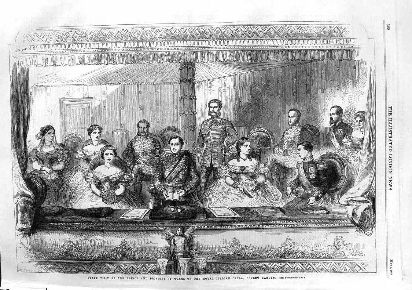 Antique Old Print *3759 1863 Prince Wales Royal Italian Opera Covent Garden