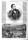 Old Antique Print 1863 Earl De Grey Ripon Secretary State War Nice France 19th