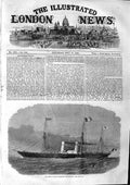 Original Old Antique Print 1863 Royal Italian Steam Ship Esploratore Victorian