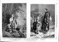 Original Old Antique Print 1863 Children Rain Storm Weather Poor People 19th