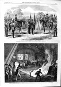 Original Old Antique Print 1863 Casting Anvil Whitworth Guns Sheffield Dublin