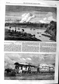 Old Antique Print 1863 Sultan Egypt Royal Yacht Bosphorus Indian Tramway 19th