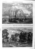 Original Old Antique Print 1863 Whitby Abbey Churchyard Hall Hardwick Der 19th