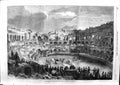 Original Old Antique Print 1863 Bull Fight Amphitheatre Nismes Sport Fine Art