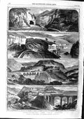 Old Antique Print 1863 Buxton Matlock Railway Salmon Fish Stromontfield 19th