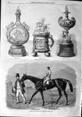 Original Old Antique Print 1863 Ascot Race Plate Buckstone Horse Sport Queen''S