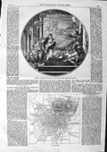Old Antique Print 1863 Majolica Plateau Art Plan Puebla Loreto Guadalupe 19th