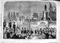 Original Old Antique Print 1863 Royal Party Horticultural Gardens Memorial 19th
