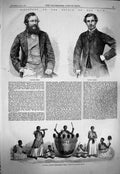 Original Old Antique Print 1863 Captain Speke Nile Grant Waganda Music Uganda