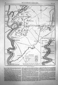 Original Old Antique Print 1863 Map Vicksburg Port Hudson Baton-Rouge Warrenton