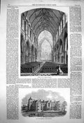 Original Old Antique Print 1863 Church St. Alban Holborn Jews Hospital Norwood