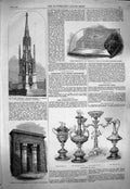 Old Antique Print 1863 Albert Memorial Queensbury Freemasons Hall China 19th