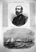 Old Antique Print 1863 Major-General George Meade Potomac Ship Connector 19th