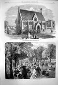 Old Antique Print 1863 Vaughan Library Harrow Garden Improvements Regents 19th
