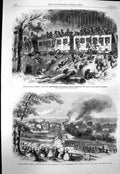 Original Old Antique Print 1863 War America Train General Johnston Mississippi