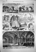Original Old Antique Print 1863 Willis Rochester Cathedral St. Leonard'S Tower