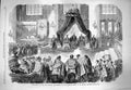 Original Old Antique Print 1863 Anniversary King LeopSt. Gudule Brussels 19th