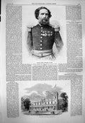 Old Antique Print 1863 General Pezet President Peru Pump-Rooms Leamington 19th
